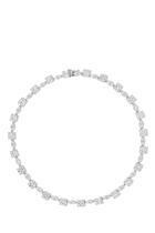 Cushion and Marquis Tennis Necklace,  Rhodium-Plated Brass & Cubic Zirconia