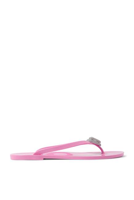 Double Heart Thong Flip Flops