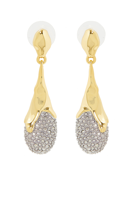 Solanales Teardrop Earrings, 14k Gold-Plated Brass & Crystals
