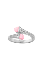 Cleo Slim Ring, 18k White Gold Pink Quartz & Diamonds