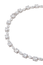 Cushion and Marquis Tennis Necklace,  Rhodium-Plated Brass & Cubic Zirconia