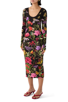 Delora Floral Print Midi Dress