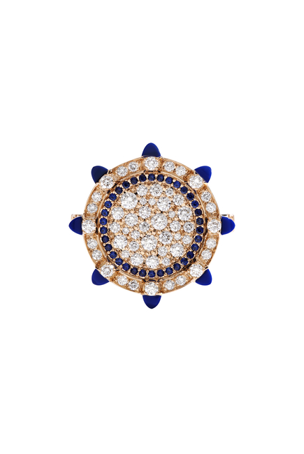 Tip-Top Statement Ring, 18k Rose Gold with Lapis Lazuli & Blue Sapphire & Diamond