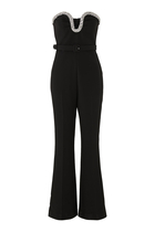 Strapless Embellished Crepe Jumpsuit