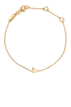 Kids Tiny Bling Arabic Letter Ein Bracelet, 18k Yellow Gold & Enamel