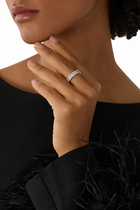 Band Ring, Rhodium Plated Brass & Cubic Zirconia