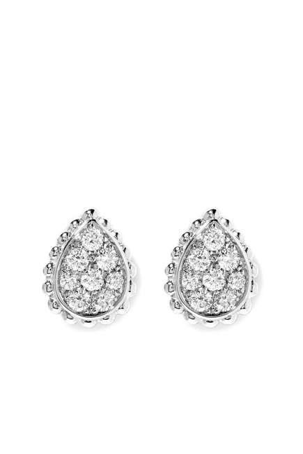 Serpent Bohème XS motif stud earrings, paved with diamonds, in white gold
