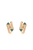 Cleo Huggie Earrings, 18k Rose Gold with Green Agate & Diamonds