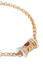 Warrior Dawn Small Bracelet, 18k Yellow Gold with White Diamonds & Garnet