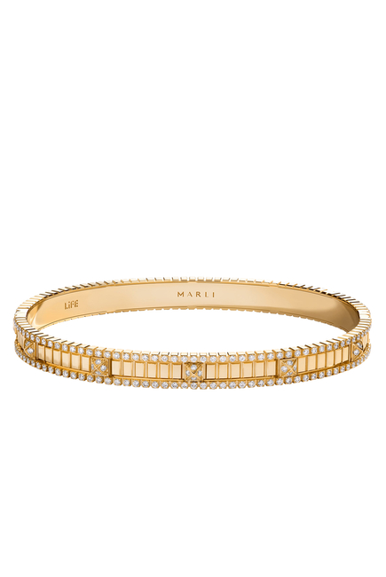 LIFE Full Diamond Hinged Bangle, 18k Yellow Gold & Diamonds