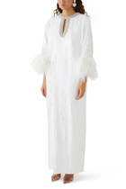 Sequin Feather Maxi Dress