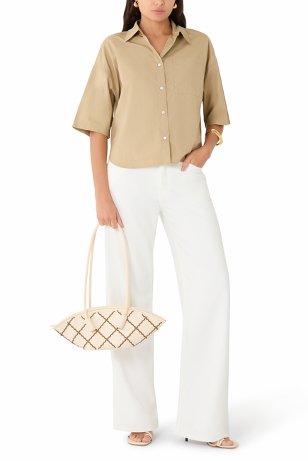 Frances Cropped Cape Button Up Shirt