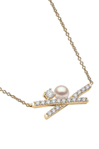 Sleek Necklace, 18k Yellow Gold, Diamond & Pearl
