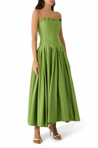 Strapless Cotton Twill Dress