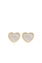 Baby Coeur Stud Earrings, 9k Yellow Gold & Diamonds