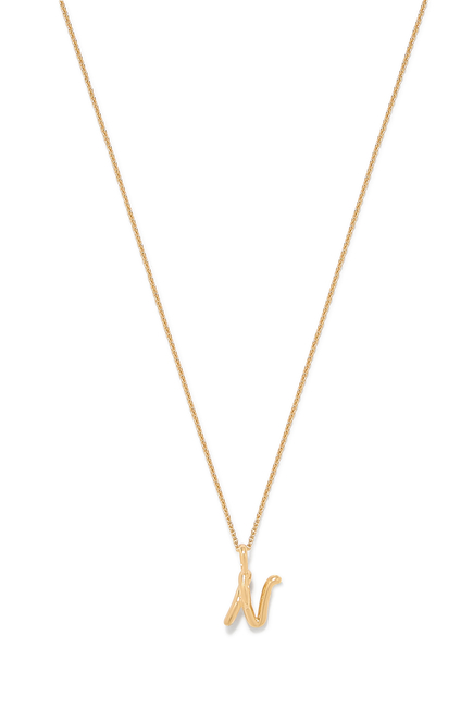 Curly Molten Mini Initial Necklace - N, 18k Recycled Gold Vermeil on Recycled Sterling Silver