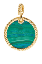 Elements® Artist Series Disc Pendant in 18K Yellow Gold with Chrysocolla and Pavé Diamonds