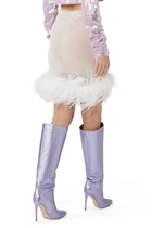 Rhinestone Embellished Feather Trim Skirt