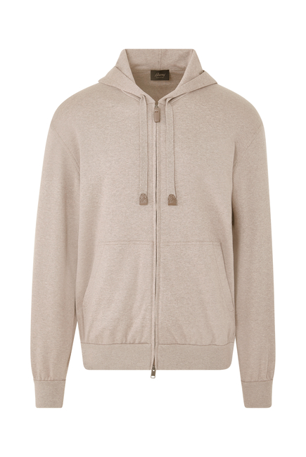 Stretch Cotton Piqué Full Zip Hoodie