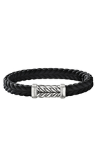 Chevron Bracelet, Rubber, Sterling Silver & Diamonds