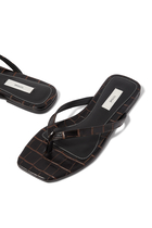 Croco-Embossed Flip Flops