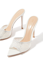 Rania 105 Suede Organza Embellished Mules