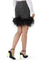 Rhinestone Embellished Feather Trim Skirt