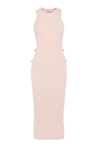  Crystal Bow Cut-Out Midi-Dress