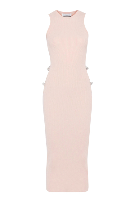  Crystal Bow Cut-Out Midi-Dress