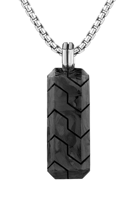 Forged Carbon And Sterling Silver Tag