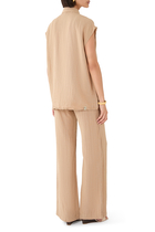 Collared Crinkled Shirt with Matching Bra and Pant Set