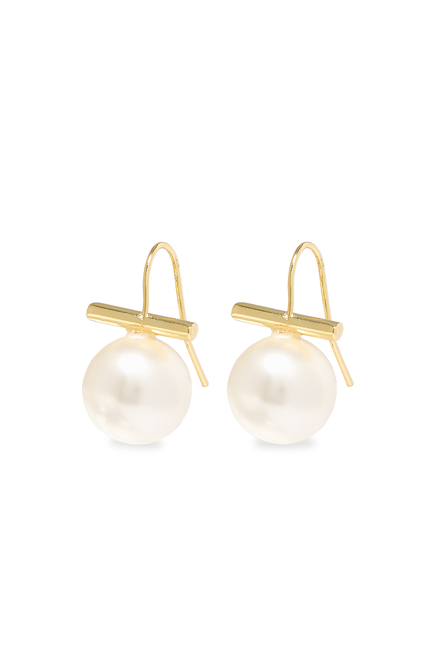 Giselle Earrings, 14k Vermeil on Sterling Silver & Freshwater Pearl