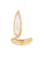 Clear Crystal Sharp Alien Ring with Gold Vermeil, 925 Sterling Silver & Clear Crystal