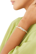 Wrap Around Bangle, Gold-Plated Brass, Diamond & Cubic Zirconia