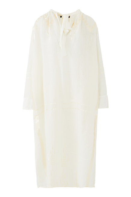 Long Sleeved Tie Front Midi Dress
