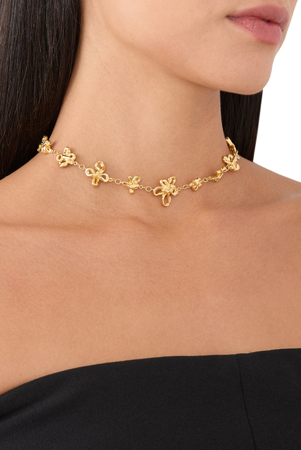 The Past Within The Present Flower Necklace, 18K Yellow Gold-Plated Brass