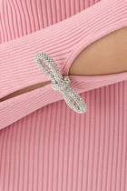 Cut-out Crystal Bow Sleeves Maxi Dress