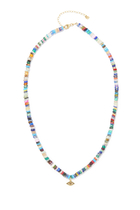 Evil Eye Pendant Heishi Beaded Necklace, 14k Yellow Gold & Heishi Beads