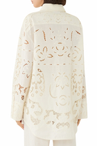 Finely Eyelet Oversized Button-Down Shirt