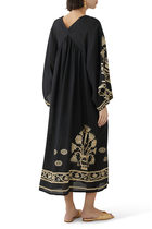 V-Neck Embroidered Midi Dress