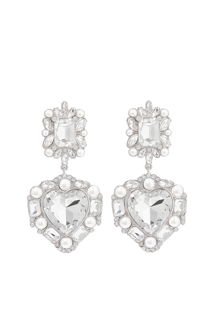 Crystal Pearl Tiered Heart Earrings