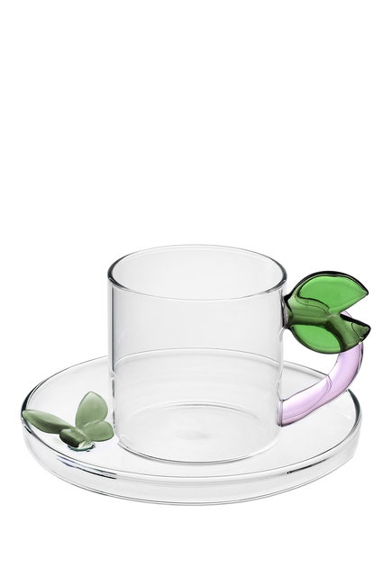 Coffee Cup with Saucer Leaf