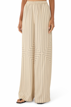 Hulin Geometric Print Silk Trousers