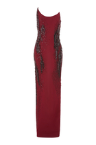Bordeaux Embroidered Gown