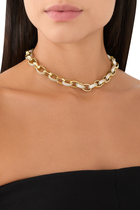 Pave Oval Chain Necklace, Gold-Plated Brass & Cubic Zirconia