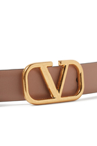 Reversible VLogo Signature Belt in Glossy Calfskin