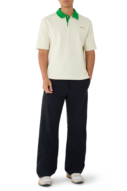 Contrast Collar Piqué Polo Shirt