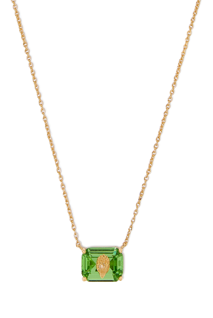 Crystal Necklace, Brass & Semi-precious Tourmaline