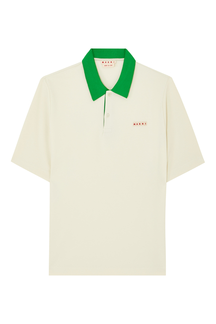 Contrast Collar Piqué Polo Shirt