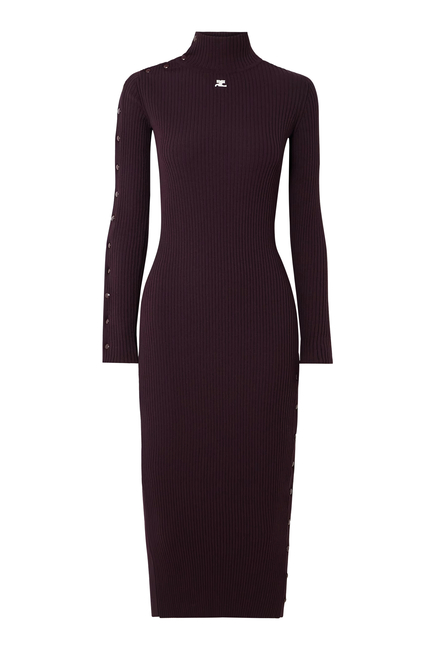 Ribbed Turtleneck Midi Dress